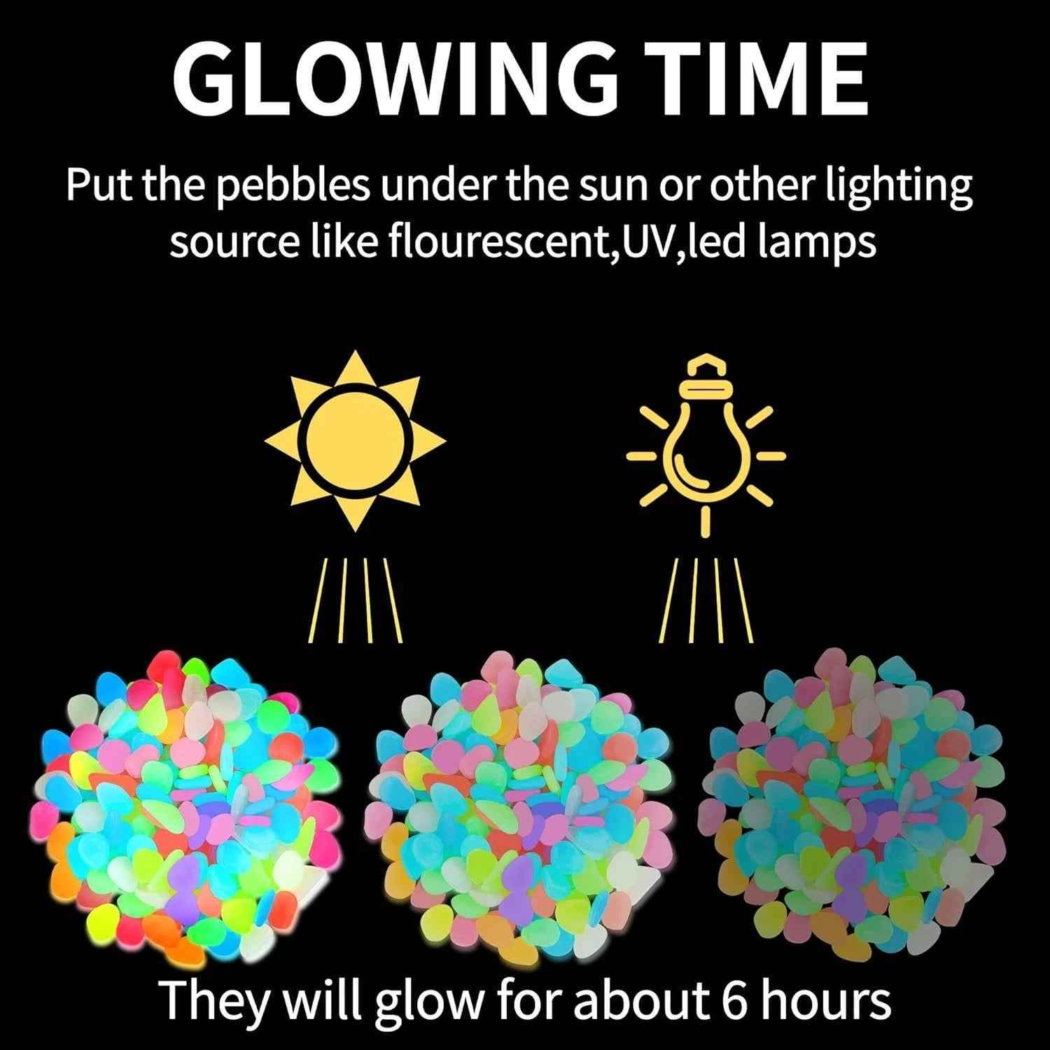 💥The dazzling beauty of the garden at night💥 🌈Colorful glow-in-the-dark garden stones