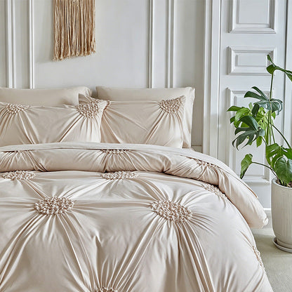 🧵 Soft Touch Pinch Pleat Duvet Set — Brushed Microfiber, No-Iron & Wrinkle-Resistant
