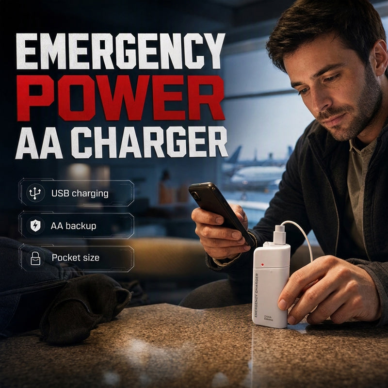 🔥 Limited-Time Offer! Portable Emergency Phone Charger AA Battery Powered Power Bank with LED Flashlight
