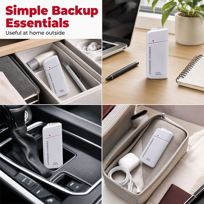 🔥 Limited-Time Offer! Portable Emergency Phone Charger AA Battery Powered Power Bank with LED Flashlight
