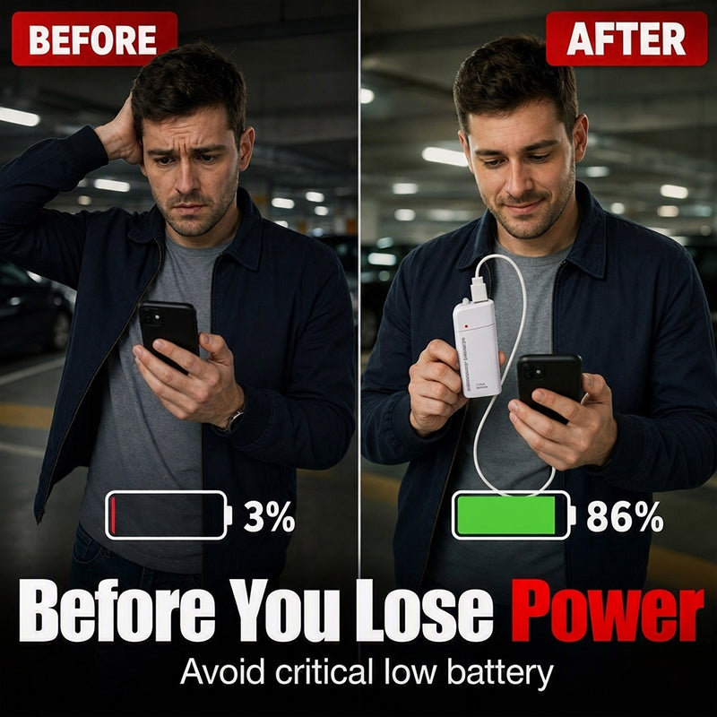 🔥 Limited-Time Offer! Portable Emergency Phone Charger AA Battery Powered Power Bank with LED Flashlight