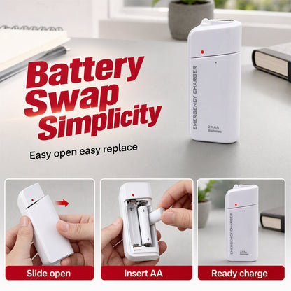 🔥 Limited-Time Offer! Portable Emergency Phone Charger AA Battery Powered Power Bank with LED Flashlight
